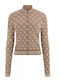 Gestrickte Damen Strickjacke mit Reissverschluss Braun