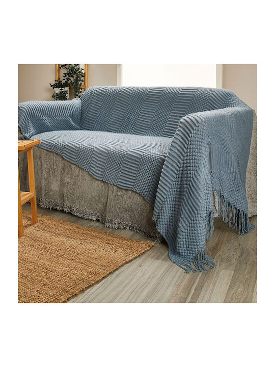 Whitegg Throws & Couch Blankets Sofa Throws 2 Seater Fleece 130x230cm Blue 130/230