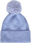Celestino Women's Light Blue Fur Pom Pom Beanie