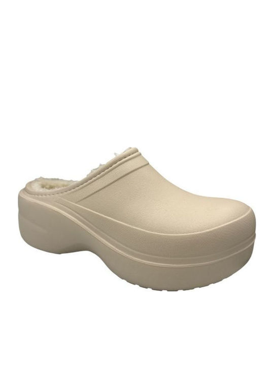 Mitsuko Winter Women's Slippers with Fur Beige