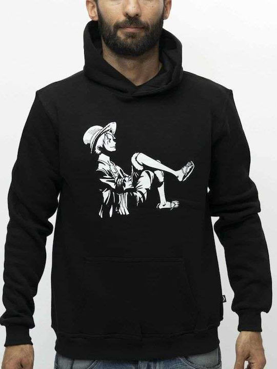 Cotton4all Φούτερ Black με Κουκούλα Cotton4all Φούτερ Black με Κουκούλα