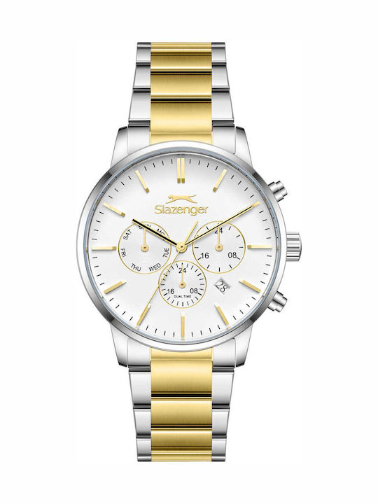 Slazenger Herrenuhr Batterie mit Gold Metallarmband