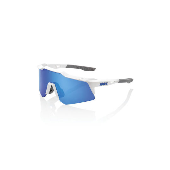 100% Cycling Glasses Speedcraft XS with White Frame & Mirror / Photochromic Lenses
