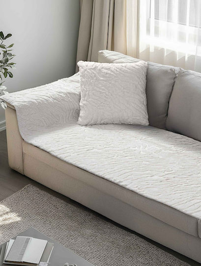 Madi Serani Ριχτάρι Τριθέσιου Καναπέ Γούνινο 180x90εκ. White 21845-00