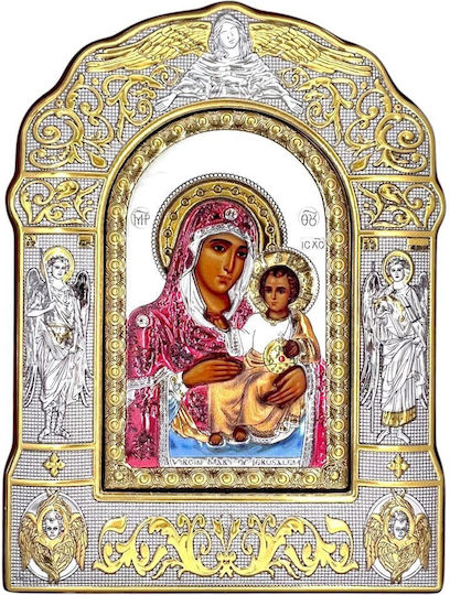 Silver Plated Icon Panagia Ierosolymitissa 18x13cm Prince Silvero Ma/e3802bx-c