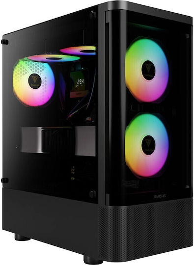 Gamdias Talos E3 CG Gaming Midi Tower Κουτί Υπολογιστή με Πλαϊνό Παράθυρο και RGB Φωτισμό Μαύρο