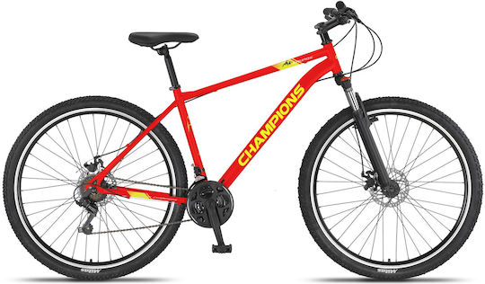 Champions Mountain Bike Roșu 29" Cu 21 Nivele De Viteză Și Frâne Mecanice Cu Disc