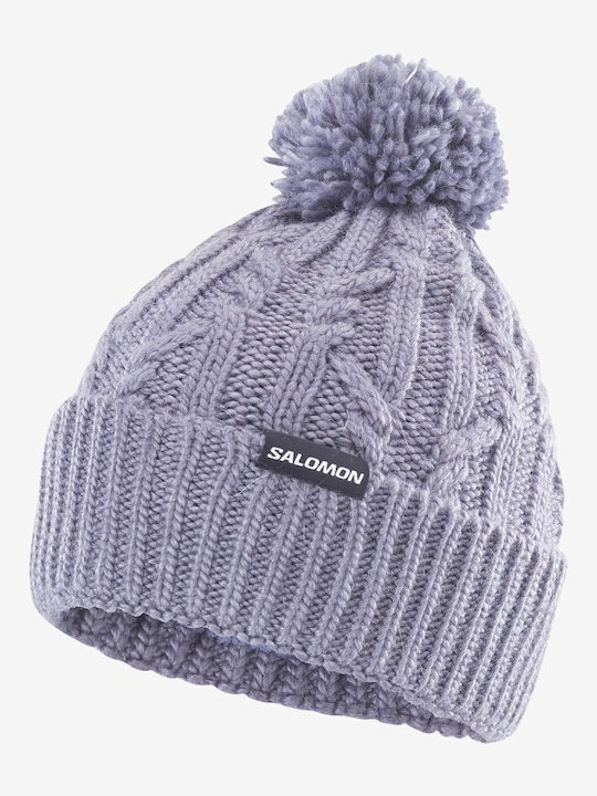 Pom Pom Beanie Γυναικείος Fleece Σκούφος Πλεκτός σε Μπλε χρώμα