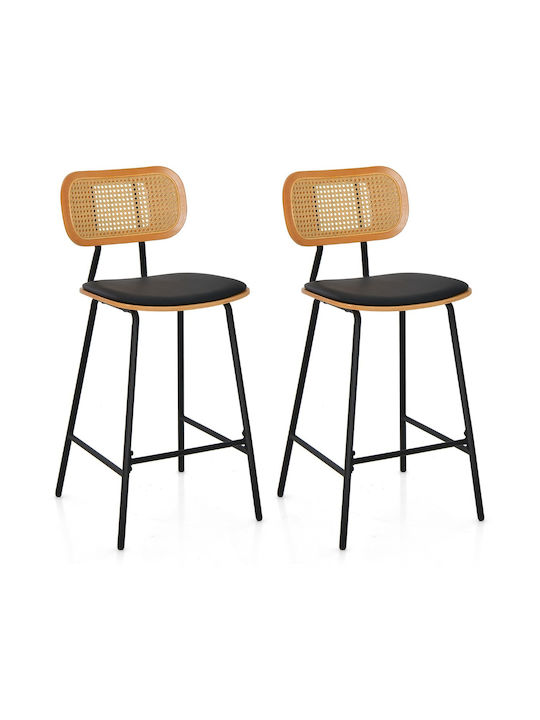 Rattan Pink Bar Stools 2 Pieces 45x45x94cm Rattan Pink Bar Stools 2 Pieces 45x45x94cm