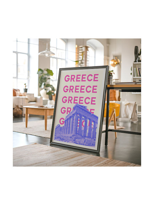 Poster Greece Pop Art Pst25507 21cm X 30cm Λευκή Ξύλινη Κορνίζα