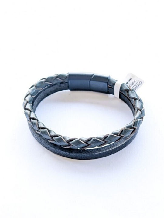 Chrysostomos Men's Leather Bracelet 17cm