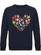 Kinder-Sweatshirt French Navy Kpop Demon Hunters Heart Design Christmas Edition