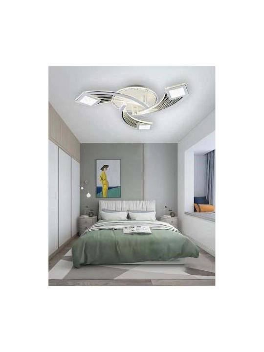 Lightplanet Πλαφονιέρα Οροφής Ασημί με Ενσωματωμένο LED και Τηλεχειριστήριο