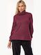 Damen Bluse Rollkragenpullover Burgundy