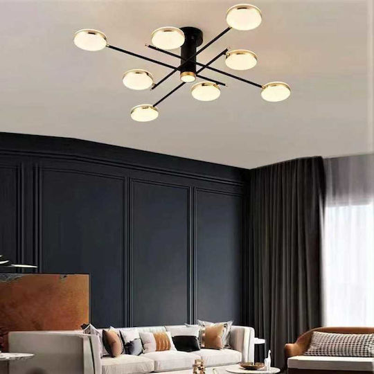 Lightplanet Πλαφονιέρα Οροφής Μαύρη με Ενσωματωμένο LED και Τηλεχειριστήριο