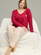 Sexen Winter Damen Pyjama-Set Romantic Red, Bordeaux Romantic