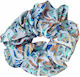 Handgemachtes Haargummi Scrunchies Großes Hellblau Weiß Blau Gold Sea & Sun