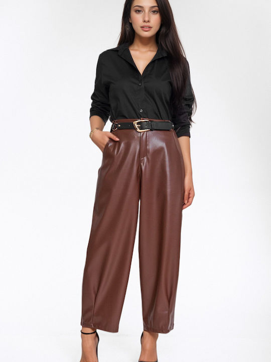 New Fashion Women's Fabric Trousers Brown