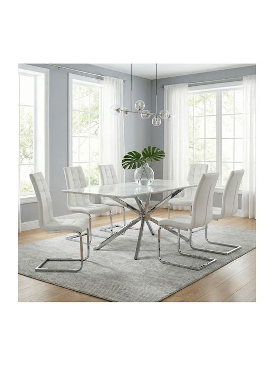 Vela Dining Room Artificial Leather Chair White 41x61x107cm