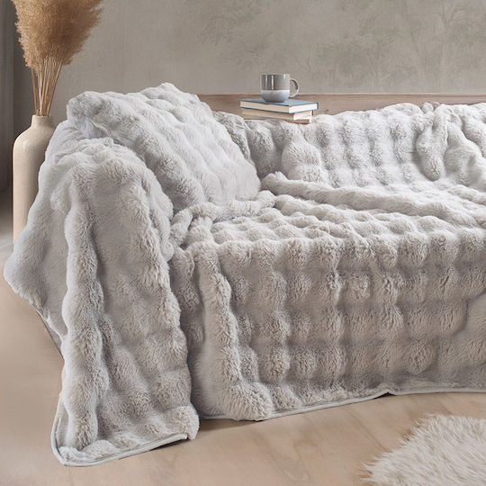 Rythmos Rabbit Sofa Throw Fur 180x240cm Gray