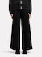 Klassische Damen Jogginghose Ausgestellt Fleece Schwarz