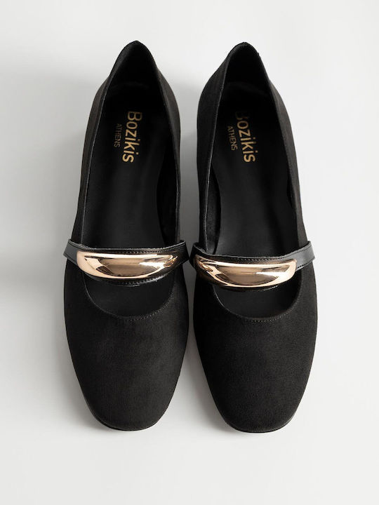 Bozikis Suede Women's Black Ballerina Shoes