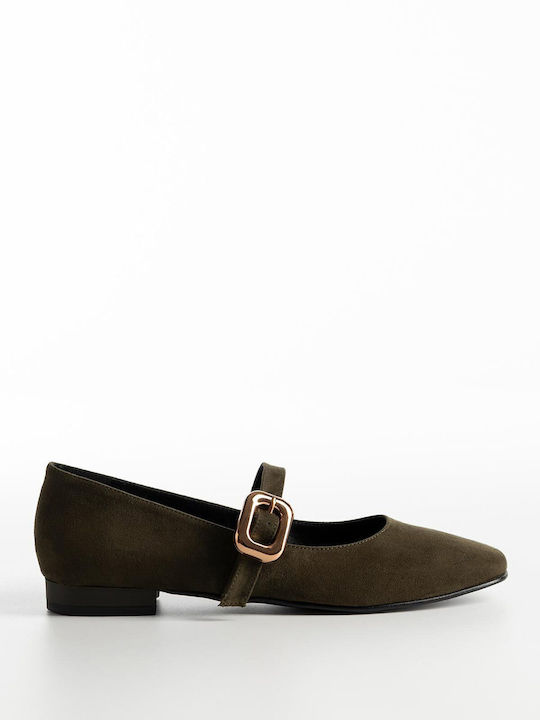 Bozikis Suede Γυναικείες Μπαλαρίνες Πράσινες