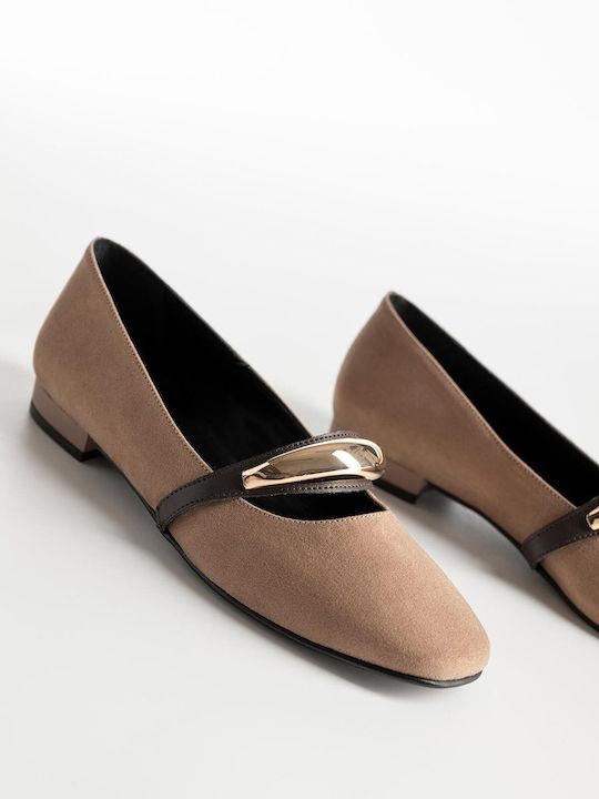 Bozikis Suede Women's Ballerina Shoes Brown