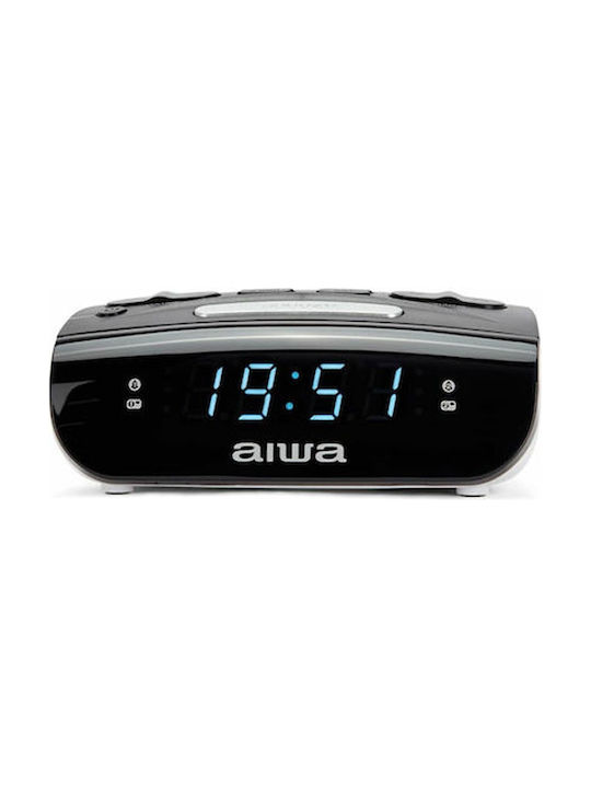 Aiwa Aiwa Digital Tabletop Clock LED Plastic with Alarm Clock and Radio Black CR-09J