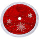 Velvet Christmas Tree Skirt Snowflakes Red 120 cm 22110