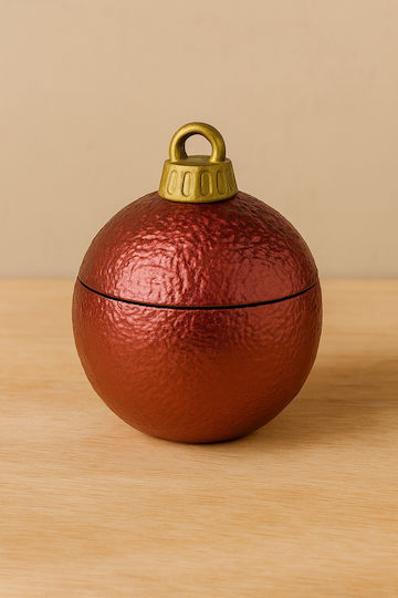 Handgemachte Weihnachtskugel mit Handgemachter Duftkerze aus Soja Rot (10x9cm - 650g)