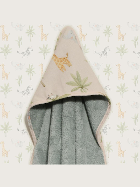 Baby Oliver Baby Hooded Bath Towel Beige 75x75cm