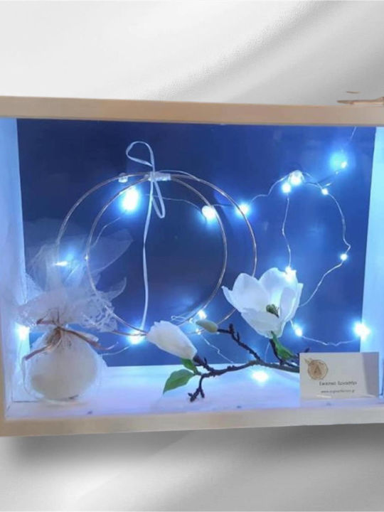 Wall-Mounted Rectangle Wedding Crown Case Wooden Gray 30x40cm