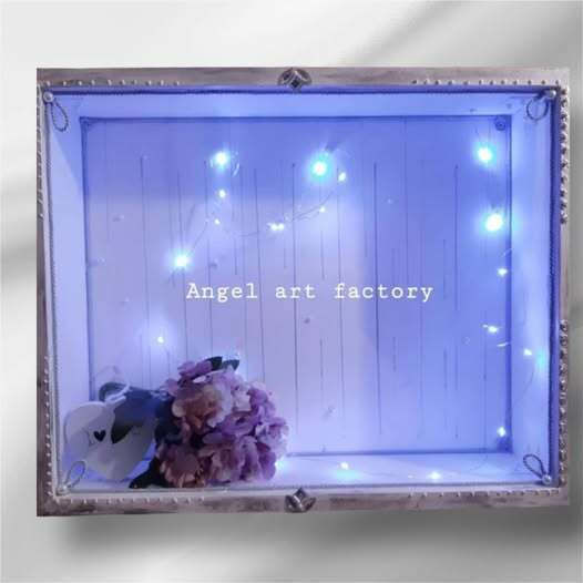 Strass Caz Pentru Coroane De Nuntă Rectangular Din Lemn Argintiu 45x65cm
