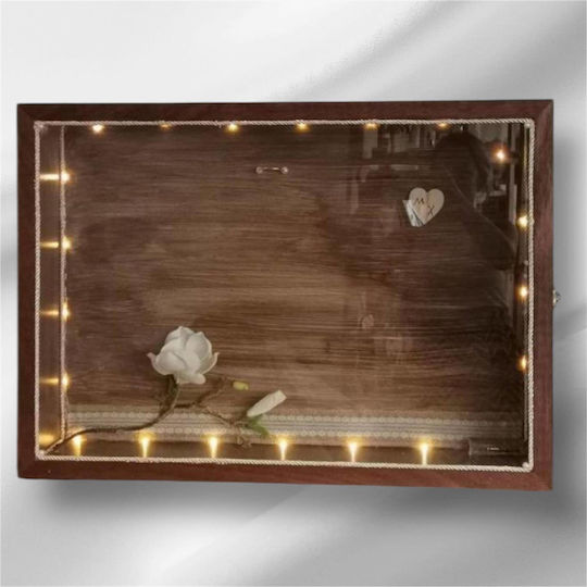 Cutie de Perete pentru Coroană de Nuntă Dreptunghiulară Lemnoasă Maro 40x50εκ.