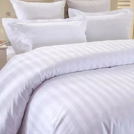 Mattex Hotel Sheet Satin Stripe 1cm Pima Ariadne 240x280cm 100% Cotton Tc300