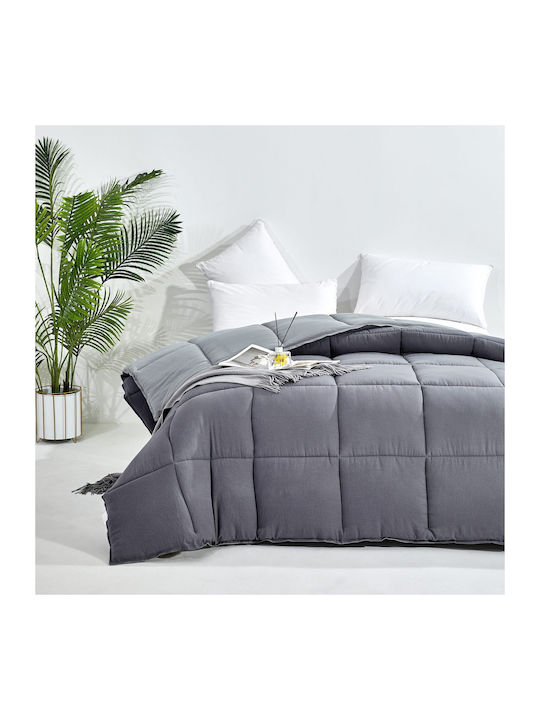 Mattex Пухено Куинсайз с Пълнеж Microfiber 240x260бр Ariel Coulpa Dark Grey-grey 450 г/м²Gsm 11 togs Togs
