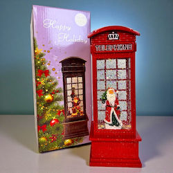 Christmas Decorative Lighted Telephone Booth with Santa Claus 10x27cm