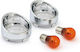 Set Crystal Flash Visor Harley Davidson 00-24 Bullet Turn Signals Pop-off Lens Orange Chrome Turn Signal Lens Visor Clear Lens Amber Chrome