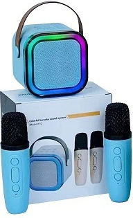 Difuzor Karaoke cu Microfoane Fără Fir și Efecte de Iluminare TSA007BL Albastru