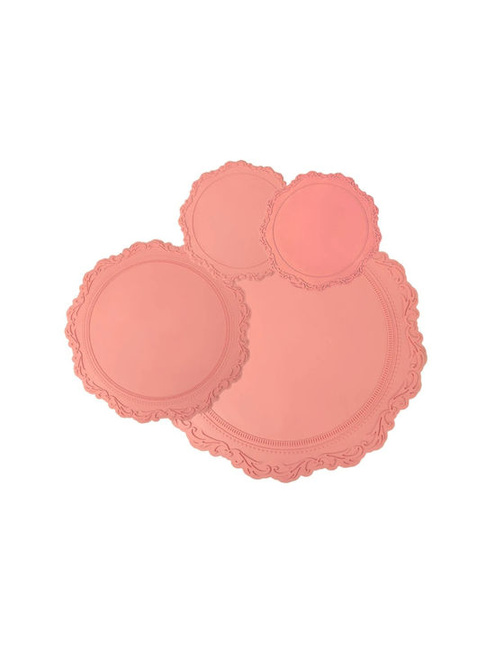 Uncle George Tischsets Rund Silikon Rosa 4 Stück