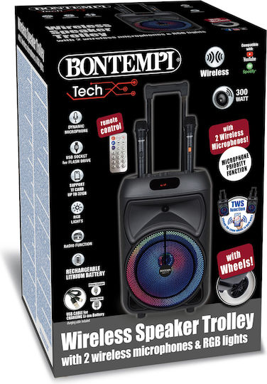 Bontempi Ηχείο Karaoke με Ασύρματα Μικρόφωνα και Εφέ Φωτισμού 491090 Μαύρο