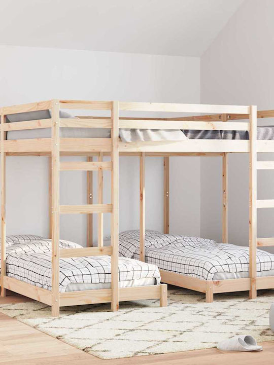 Kids Bed Bunk Single Beige for Mattress 80x200cm