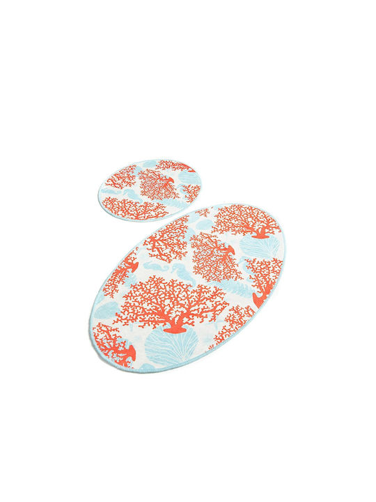 Non-Slip Bath Mats Set Oval MOSS4506 Multicolor 2pcs