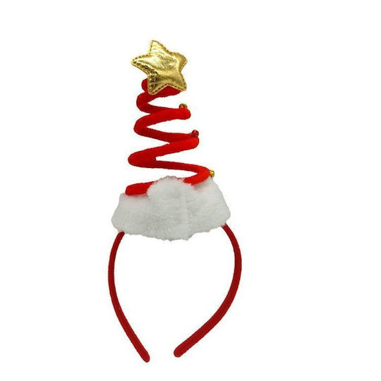 Christmas Tree Spiral Headband Jingle Bells 28cm Red