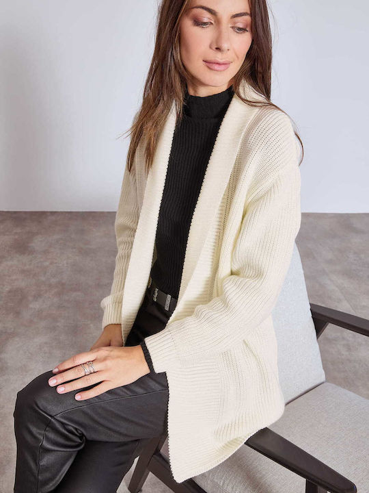Celestino Cardigan Pentru Femei Lung Tricotat Rip Crem