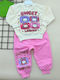 Kids Sweatpants Set Ivory, Pink