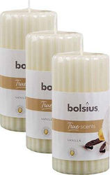 Bolsius Aromatic Vanilla Pillar 3 Pieces