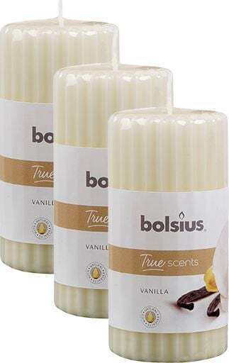 Bolsius Aromatic Vanilla Pillar 3 Pieces