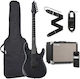 Harley Benton Set Electric Guitar Stratocaster White with Case